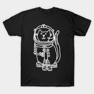 White Line Space Captain Yellow Cat T-Shirt